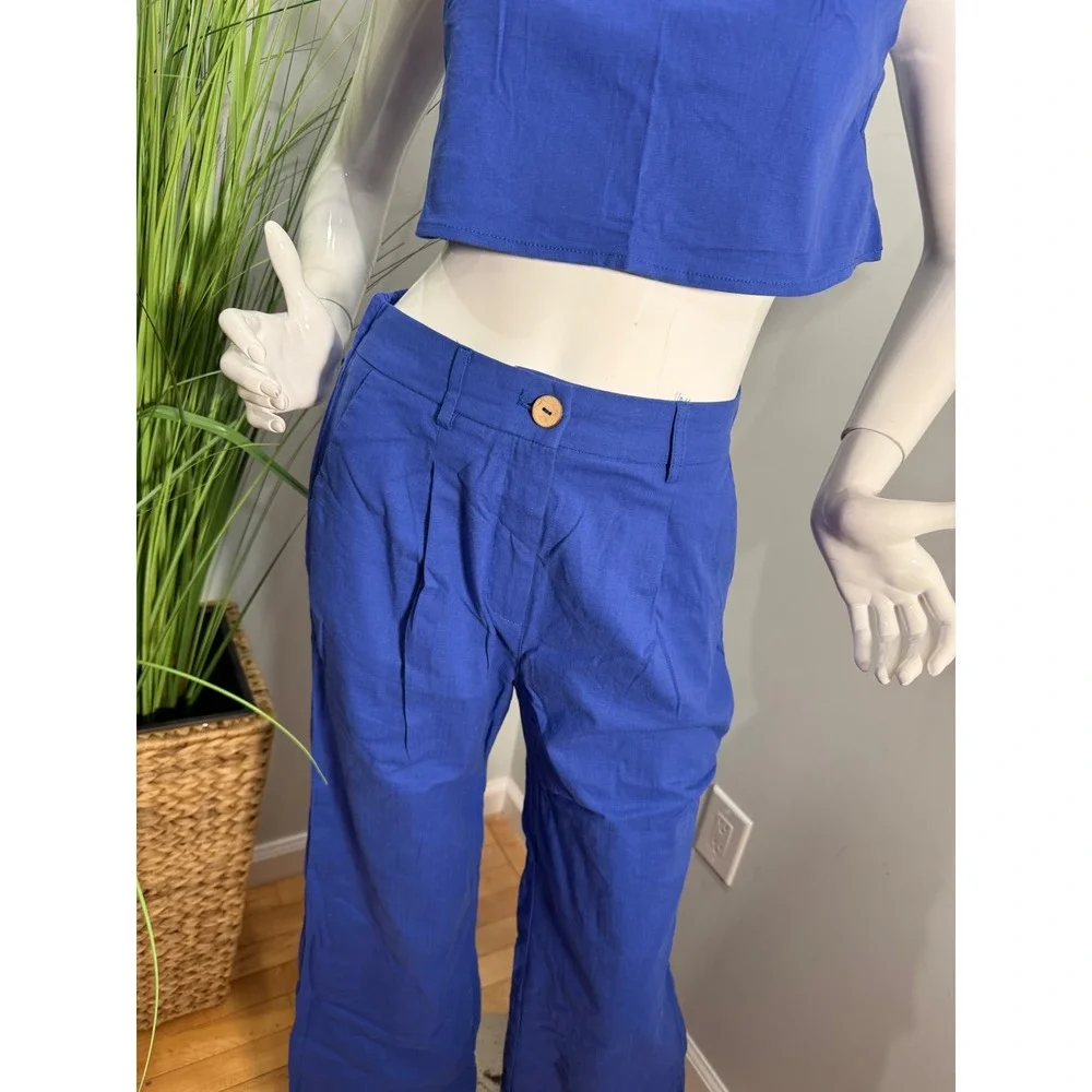 Commense Cotton Blue Chic Cobalt Crop & Pant Set size S‎